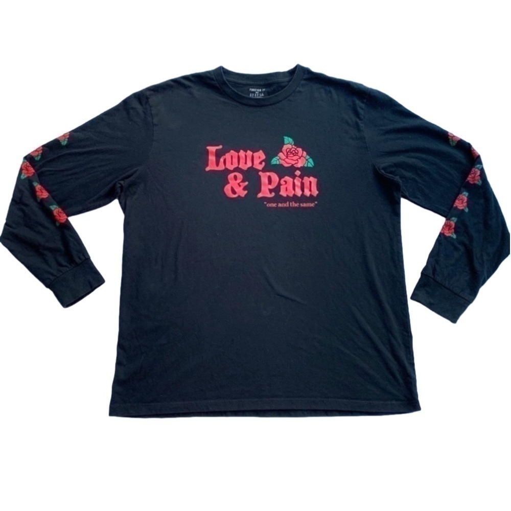 𝅺long sleeves graphic sweater black and red Love and Pain size XL